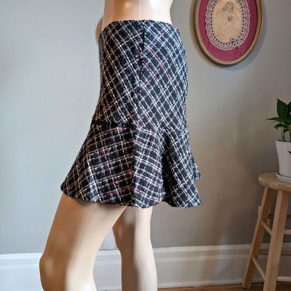 Vintage 90s Y2K First Crush Tweed Mini Skirt Office Siren Plaid Preppy Jrs 5 - Picture 3 of 9